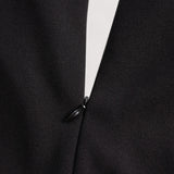 Nora™ | Verfeinertes Schwarzes Kleid mit Gürtel und Mandarin-Kragen