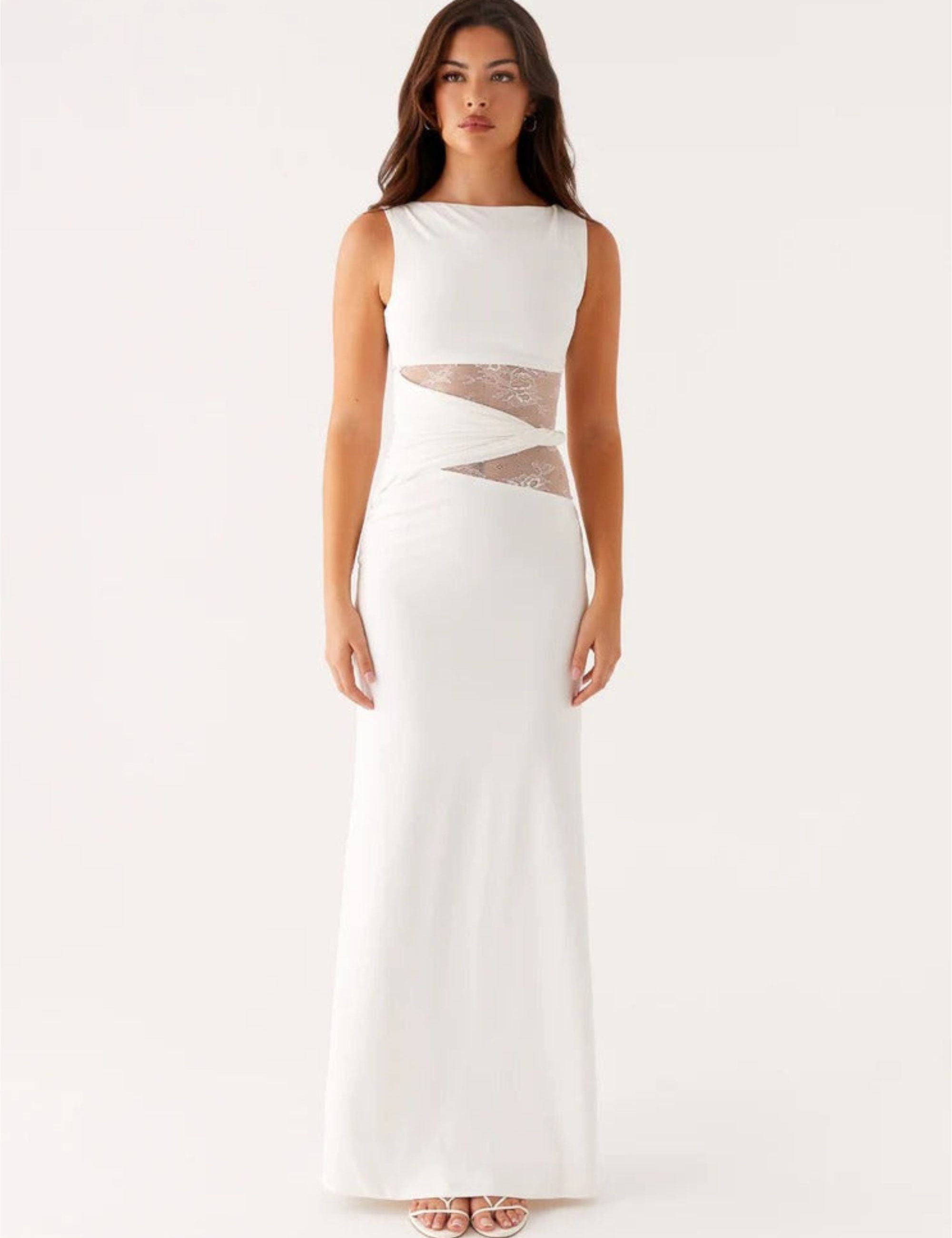 Leni™ | Figurumspielendes Maxikleid mit dezenten Cutouts und Lacing
