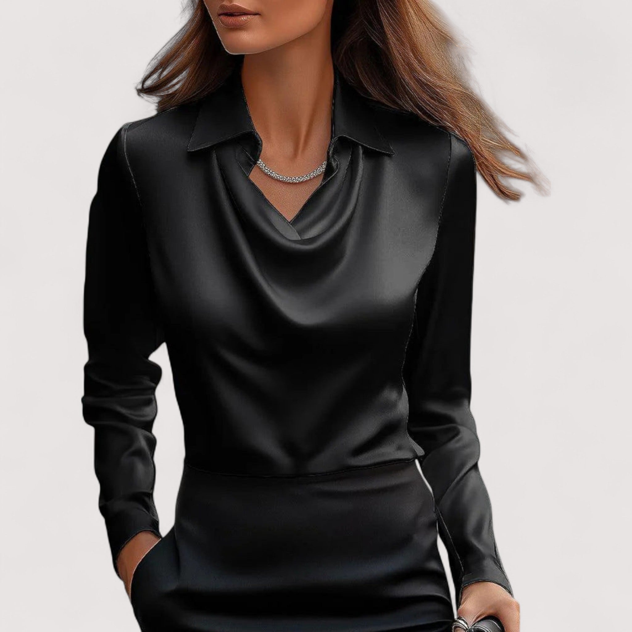 Charlotte™ | Satinbluse V-Ausschnitt