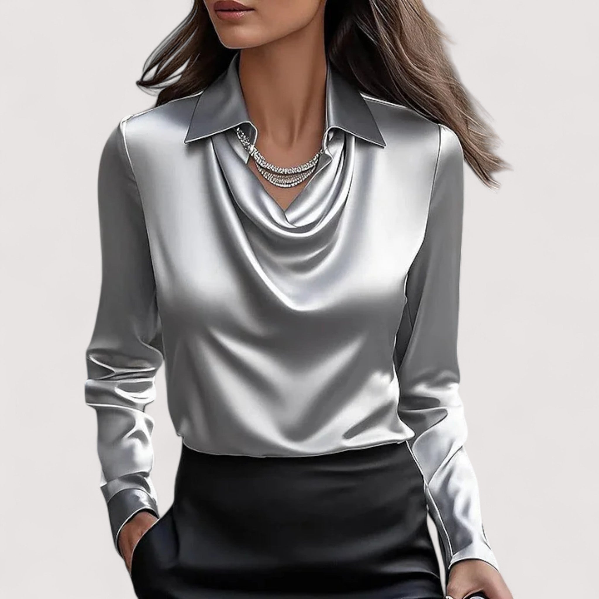 Charlotte™ | Satinbluse V-Ausschnitt