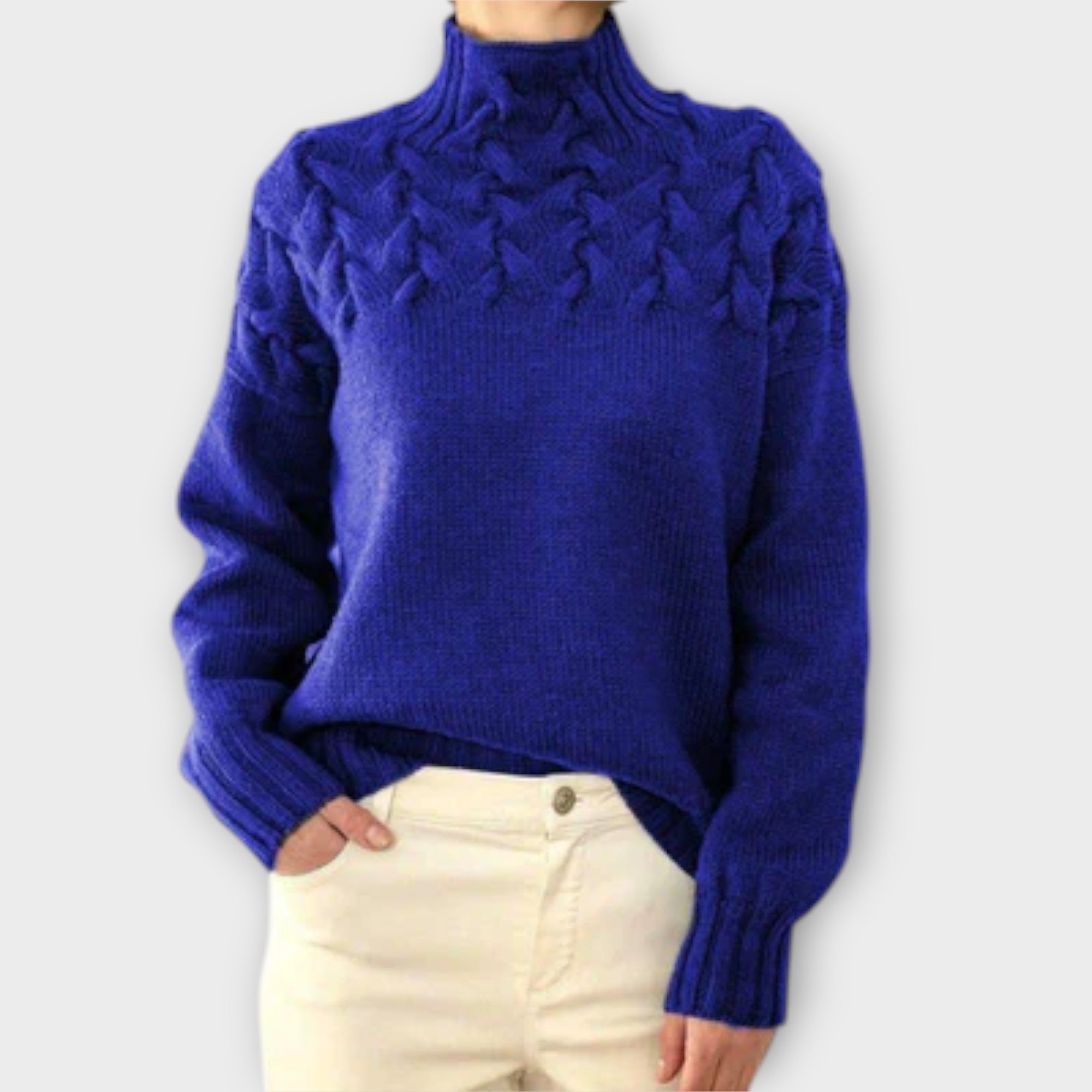 Aurora - Damenpullover mit Zopfstrick-Detail