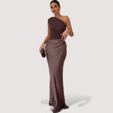 Tilda™ | One-Shoulder-Satin-Maxikleid