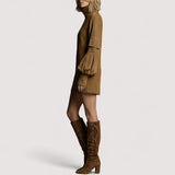 Inara™ | Vintage Lockere Wildleder Rollkragen Mini Kleid