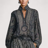 Aveline™ | Vintage Paisley Druck Langarmshirt Hosen Zweiteiliges Set