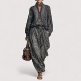 Aveline™ | Vintage Paisley Druck Langarmshirt Hosen Zweiteiliges Set