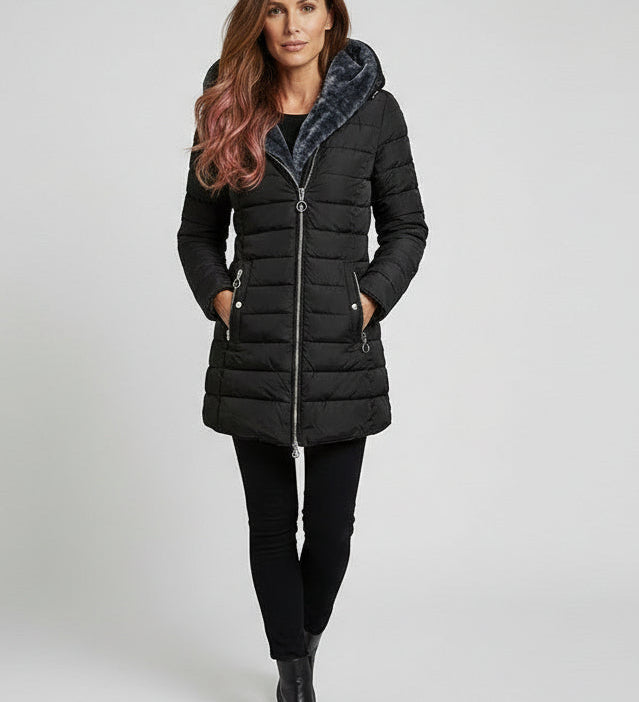 ELVIRA | ELEGANTER MANTEL MIT OVERSIZE-KAPUZE